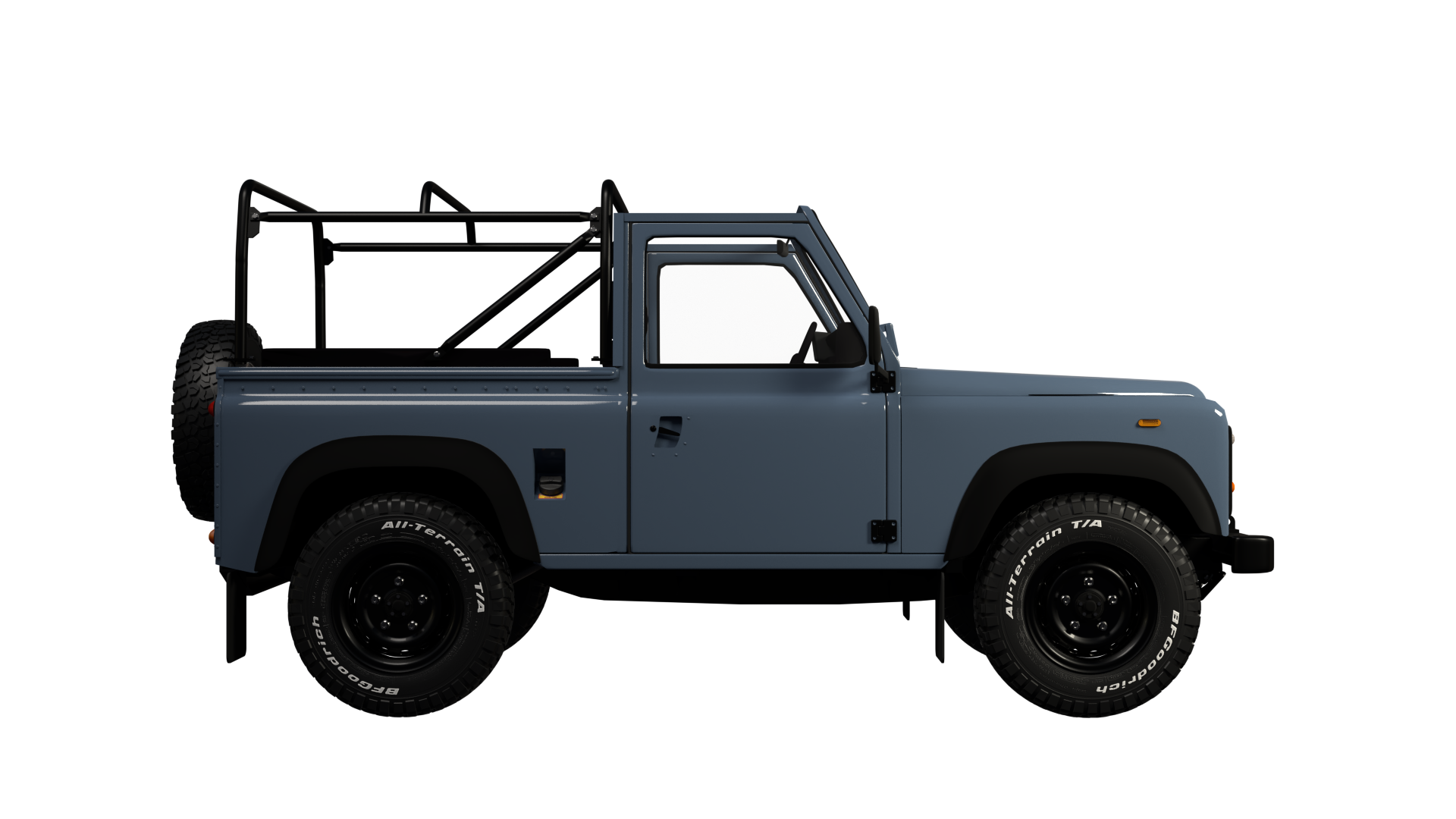 rendering blauer Land Rover Defender 90 Cabrio