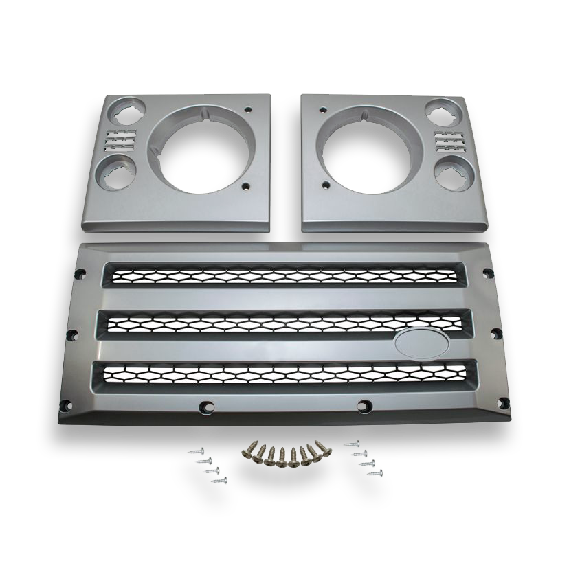 Kühlergrill und Scheinwerferumrandung XS Gitter Design Set Land Rover Defender  - silber